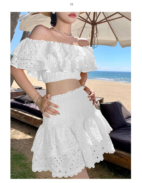 The Shirese Two-Piece Off-The-Shoulder Ruffle Top & Skirt for Women