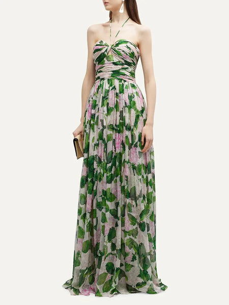 The Dahlia Halter Floral Sweetheart Midi/Maxi for Women