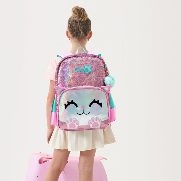 Kitty Kitty Princess Pink Sequins Backpack Set