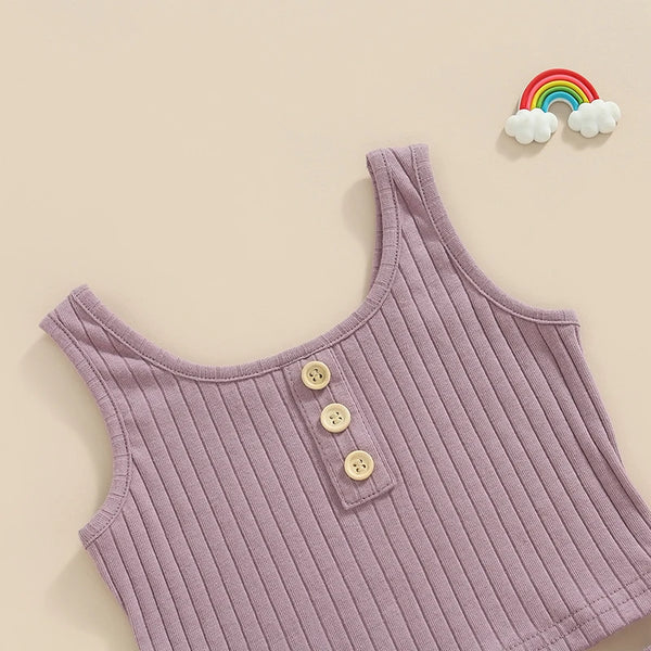 The Lila Cotton Knit Ribbed Lounge & Pj Outfit for Toddler & Little Girls