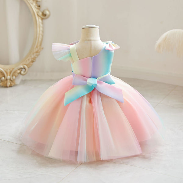 The Ginger Gradient Rainbow Special Occasion Dress for Little Girls