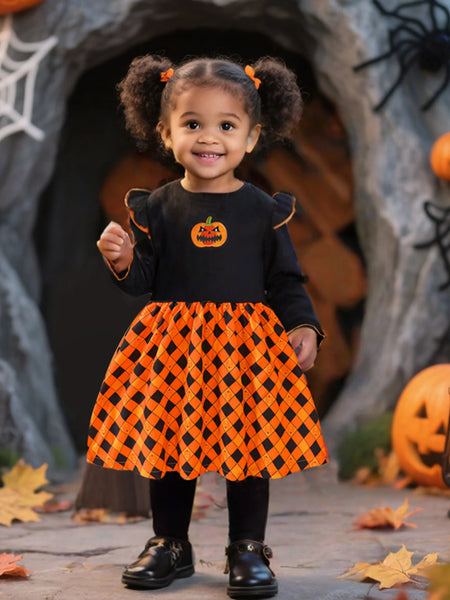 Sassy Pumpkin Twirl Dress for Girls