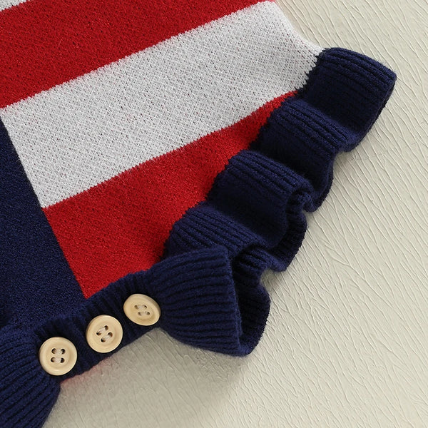 American Flag Sweater Romper for Baby Girl
