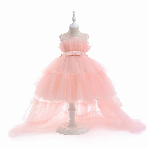 Dakota High Low Formal Ball Gown for Girls with Detachable Train