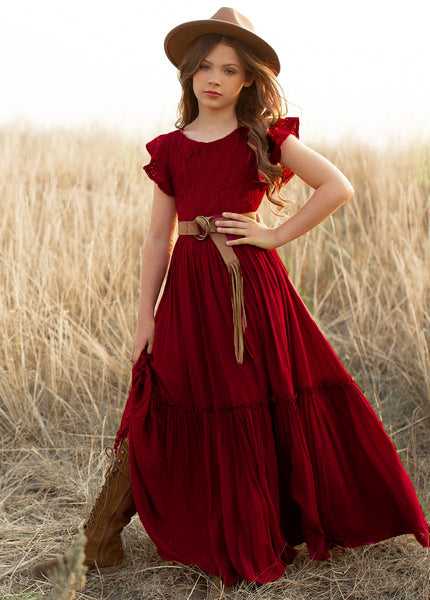 The Marisol Lace Flutter-Sleeve Boho Dress