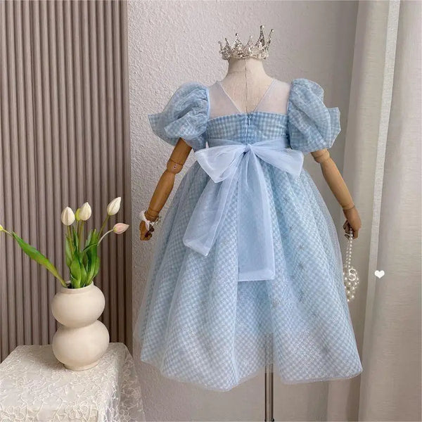 The Audrina Gingham Puff-Sleeve Dress