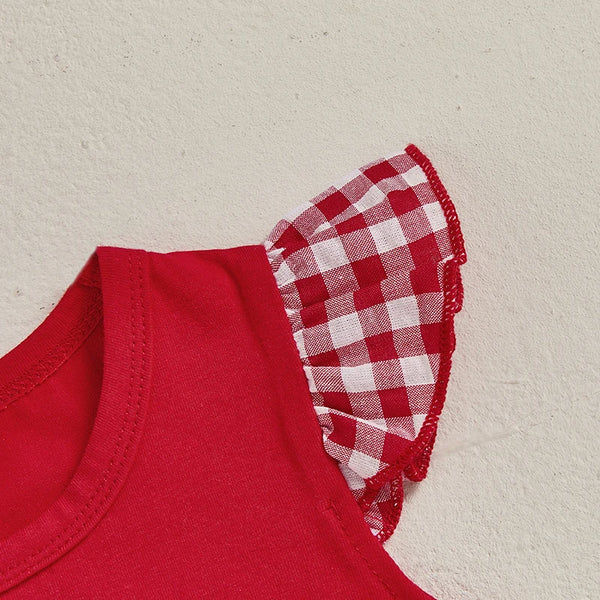 American Gingham Flutter Sleeve Top & Short Set for Baby, Toddler & Little Girls