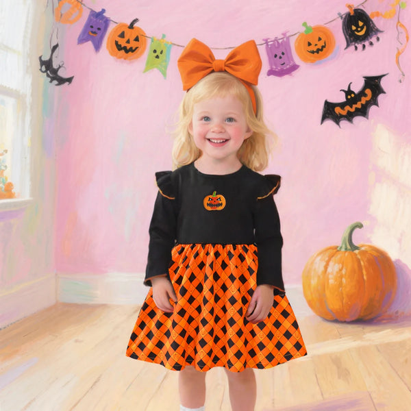 Sassy Pumpkin Twirl Dress for Girls