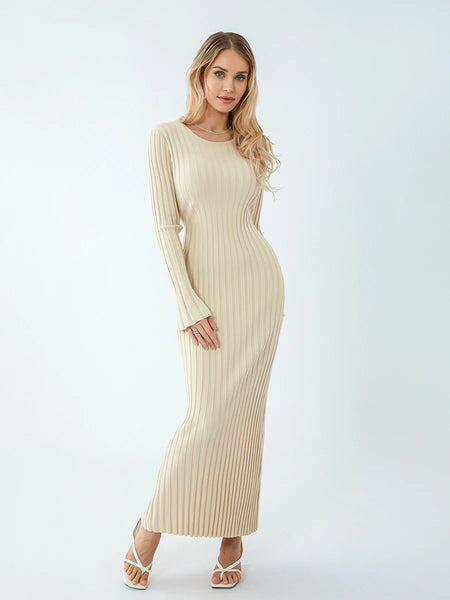 Bella Ribbed Knit Long Sleeve Dress