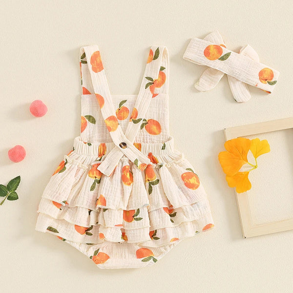 Just Peachy Ruffled Romper Outfit