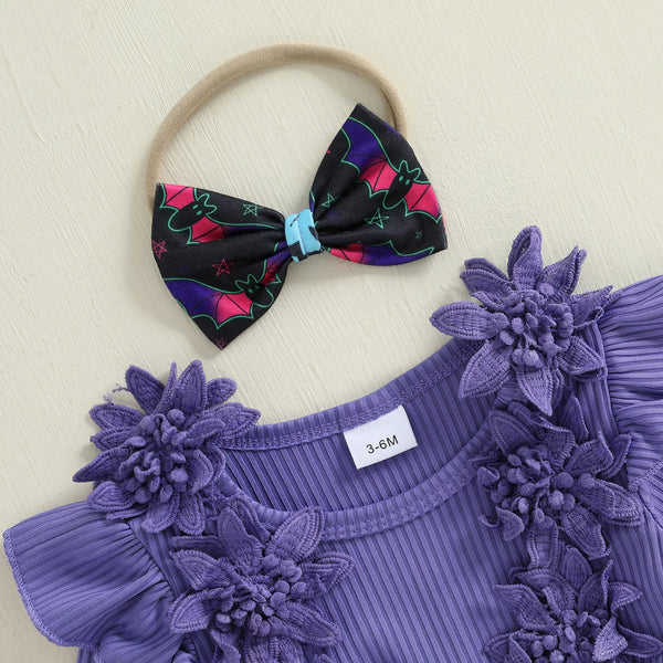 Little Bats Halloween Party High Low Romper Dress Outfit for Baby Girl