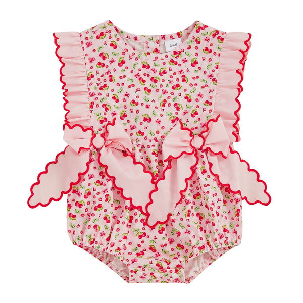 Cherry Bows Romper for Baby Girls