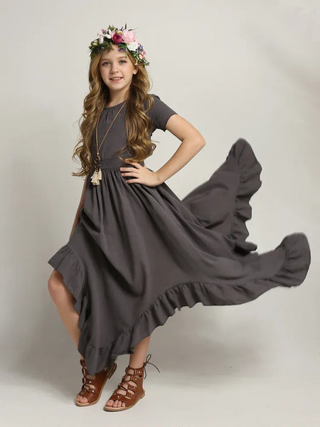 The Martina Short Sleeve Flowy Maxi Dress