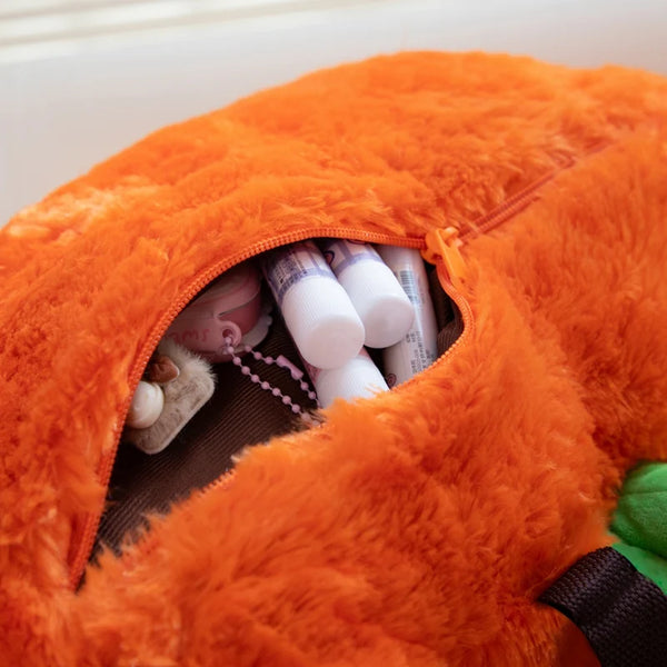 Fluffy Pumpkin Backpack Bag