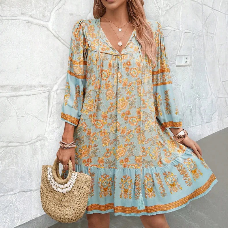 blue dress for baby girl Annie Floral Boho Shift Dress for Women & Teens – Jadey's Closet