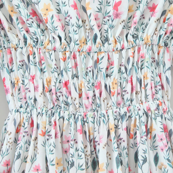 The Hannah Open-Back Puff Sleeve Floral Midi Dress for Women