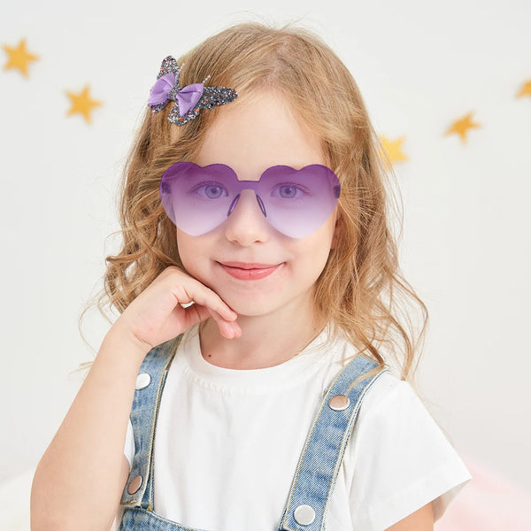 Evelyn Heart Shaped Sunglasses & Butterfly Clip Set for Little Girls