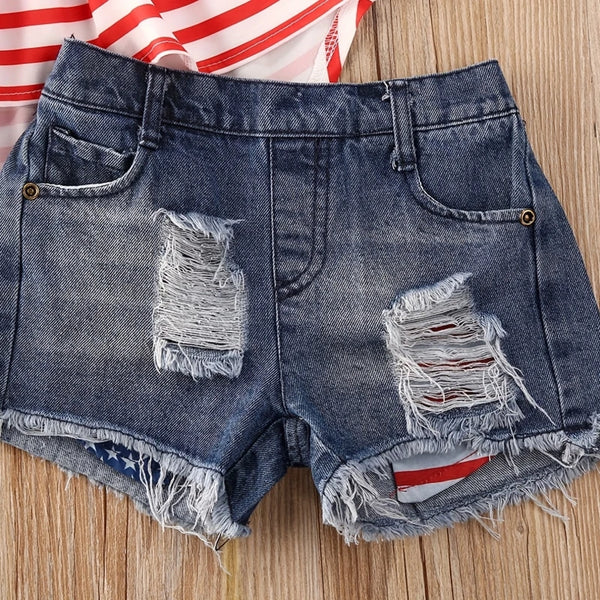 The Valerie Stars & Stripes High-Lo Halter and Denim Shorts