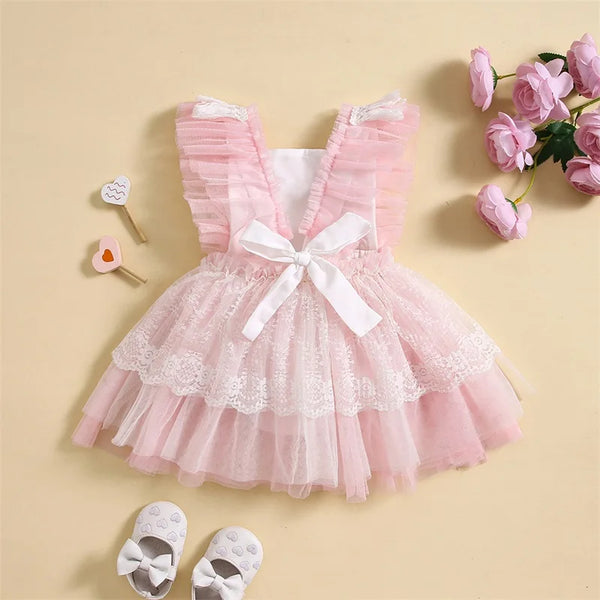 Rainbow Baby Pink Ruffled Romper Dress
