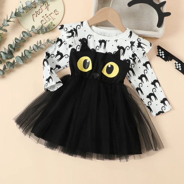 Cat Eyes Twirl Dress for Little Girls