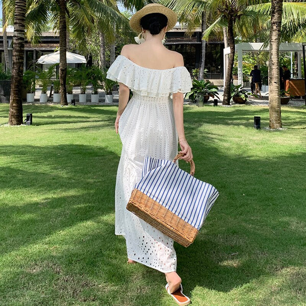 The Kendra Off-The-Shoulder Eyelet Maxi Dress for Women