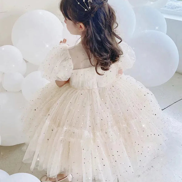 The Sydney Sparkly Puff-Sleeve Party Dress for Babies & Little Girls