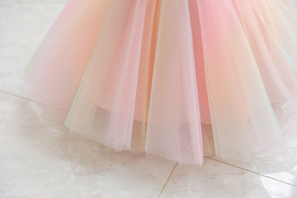 The Ginger Gradient Rainbow Special Occasion Dress for Little Girls