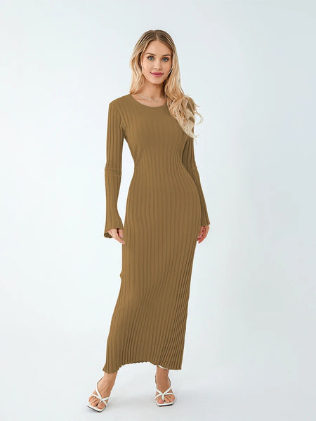 Bella Ribbed Knit Long Sleeve Dress