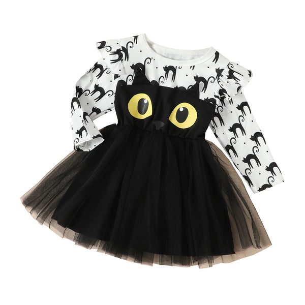 Cat Eyes Twirl Dress for Little Girls