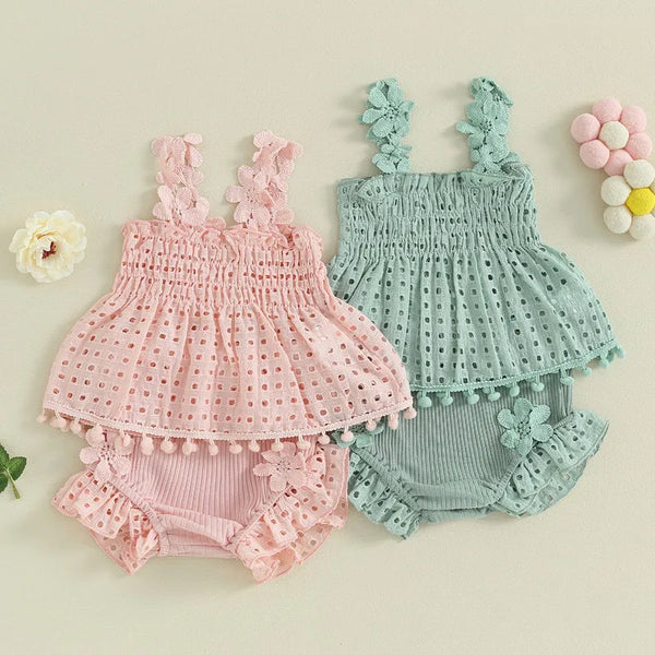 The Floral Eyelet Ruffle Set for Baby Girl