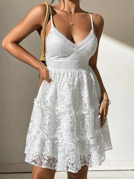 The Aurelia White Lace Dress with Peek-a-Boo Back for Tweens, Teens & Women