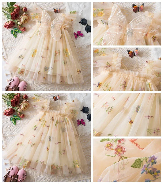 Fluture Floral Tulle Butterfly Wing Dress for Baby, Toddler & Little Girls