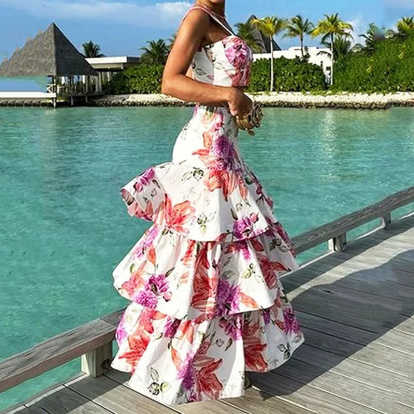 The Michelle Floral Maxi Skirt and Crop Top Set for Women