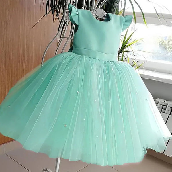 The V-Back Pearl Fancy Special Occasion Dress for Baby & Little Girls