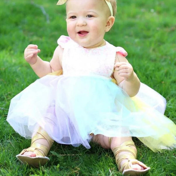 The Georgia Pastel Rainbow Romper Dress