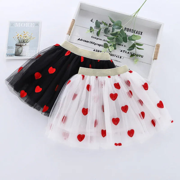The Jadey Embroidered Hearts Tulle Tutu Skirt