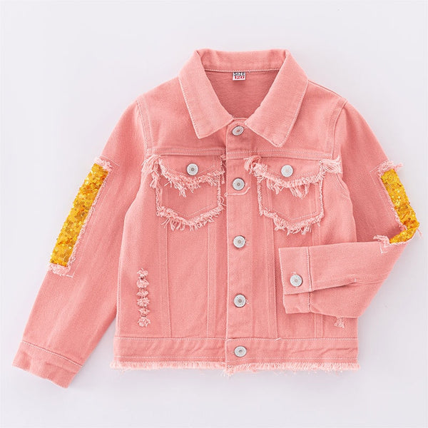 Pink Rainbow Sparkle Jean Jacket for Girls