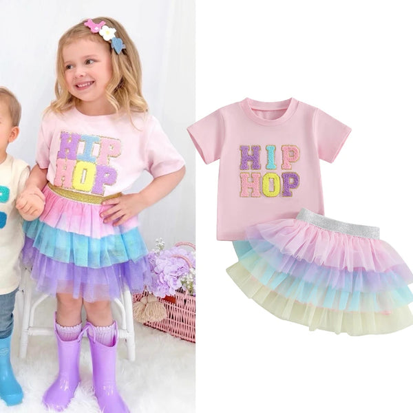 "Hip Hop" Pastel Rainbow Outfit for Toddlers & Little Girls