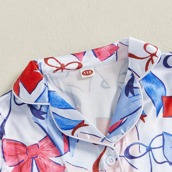 Ribbons & Bows Super Glam Satin PJ Set for Toddler & Little Girls