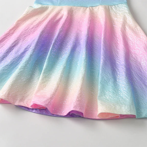 Sparkly Pastel Rainbow Twirl Dress for Girls