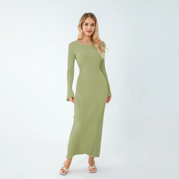Bella Ribbed Knit Long Sleeve Dress