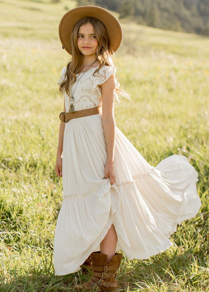 The Marisol Lace Flutter-Sleeve Boho Dress