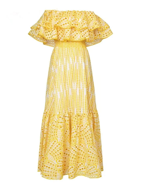 The Kendra Off-The-Shoulder Eyelet Maxi Dress for Women