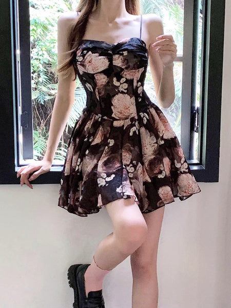 The Kara Black Floral Mini Dress for Girls, Tweens & Teens
