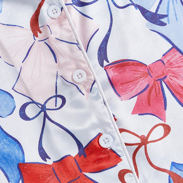Ribbons & Bows Super Glam Satin PJ Set for Toddler & Little Girls