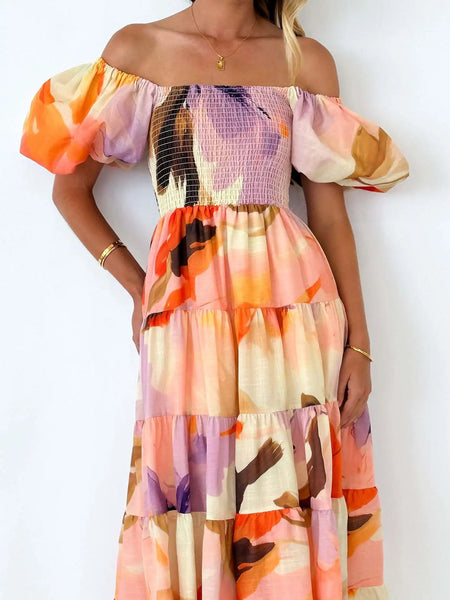 Taylor Puff-Sleeve Off-The-Shoulder Dress