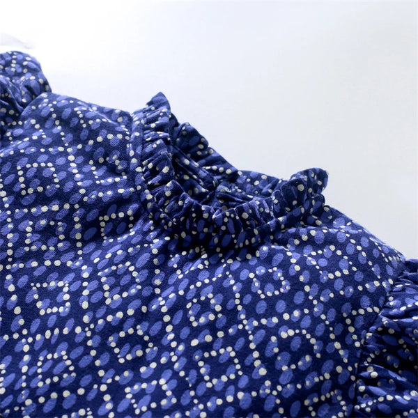 The Navy Blue Geometric Flutter Sleeve Shift Dress