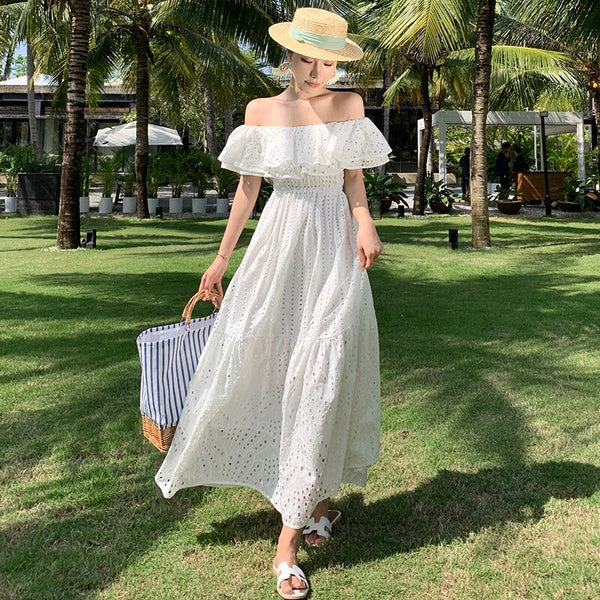 The Kendra Off-The-Shoulder Eyelet Maxi Dress for Women