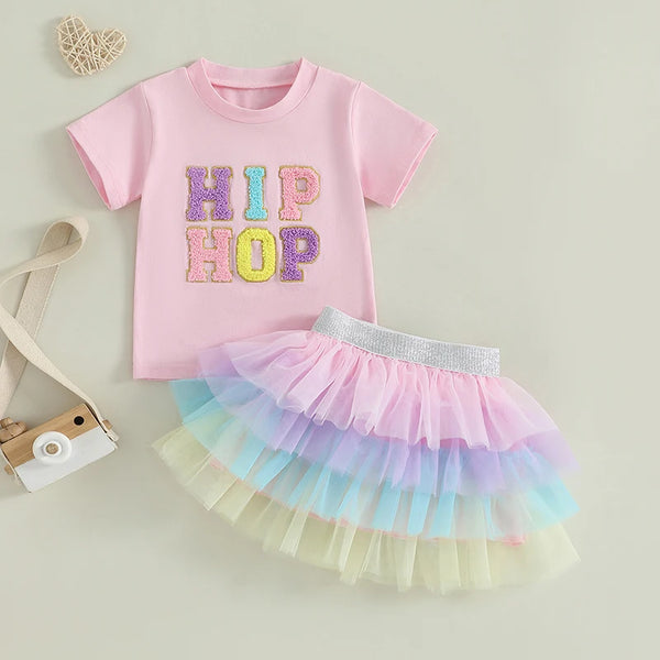 "Hip Hop" Pastel Rainbow Outfit for Toddlers & Little Girls