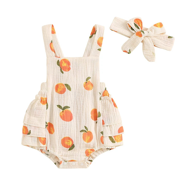 Just Peachy Ruffled Romper Outfit